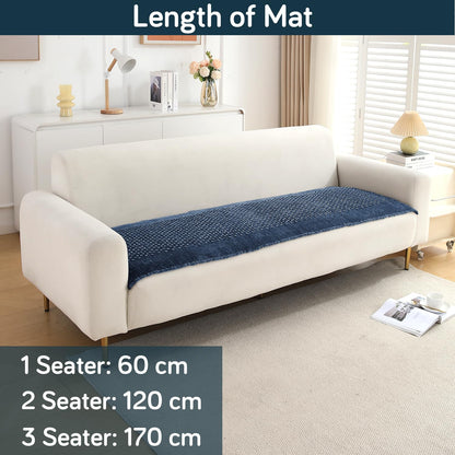Handloom Made Thick Poly Velvet Reversible Sofa Mat for 1/2/3 Seater, Anchor Grey