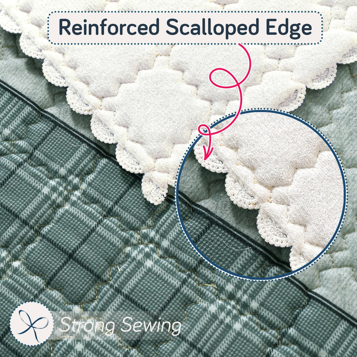 'Comfort Grid Series' Premium Quilted 5 (3+1+1) Seater Sofa Cover Set with Foam Filling | Gentle Blue