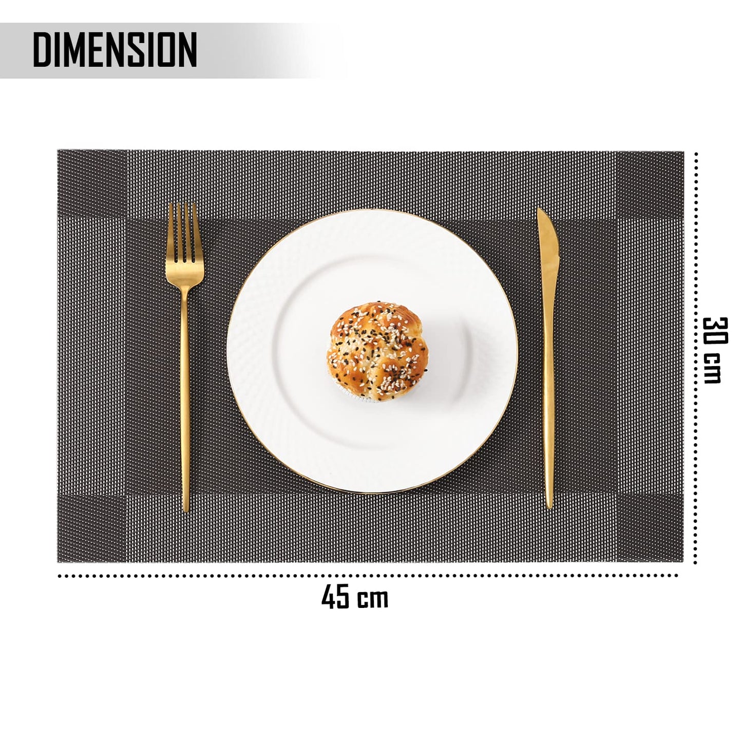 PVC Dining Table Mats, Dark Grey