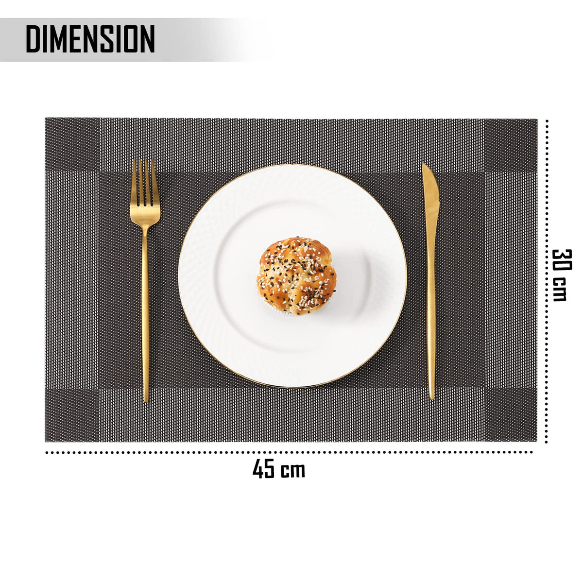 PVC Dining Table Mats, Dark Grey