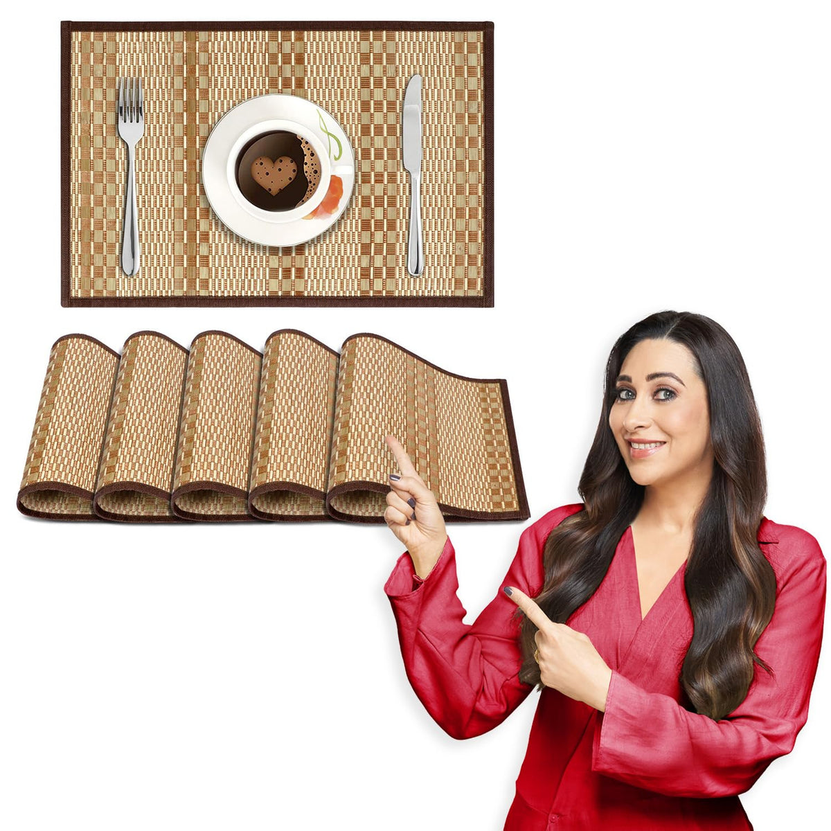 Heat Resistant Bamboo Dinner Mats, Beige