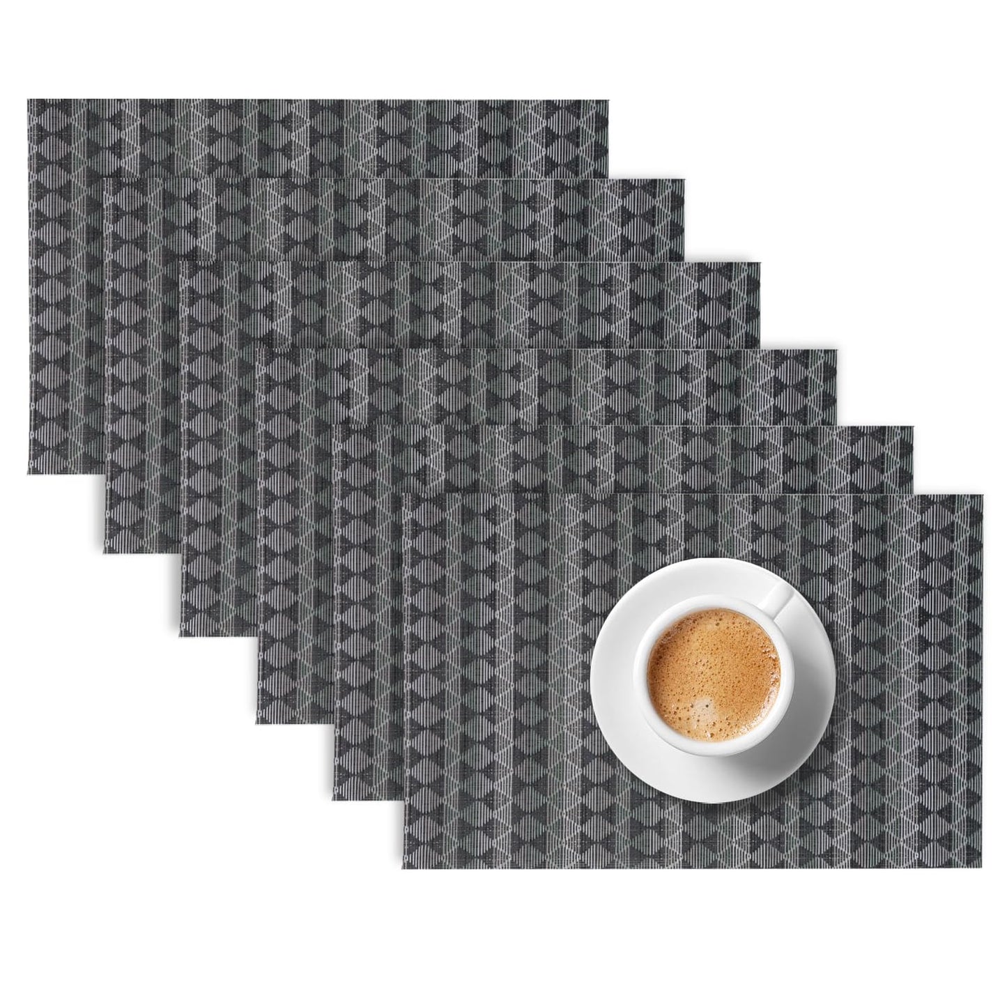 RhombusEcho Washable PVC Mats for Dining Table - Intense Grey