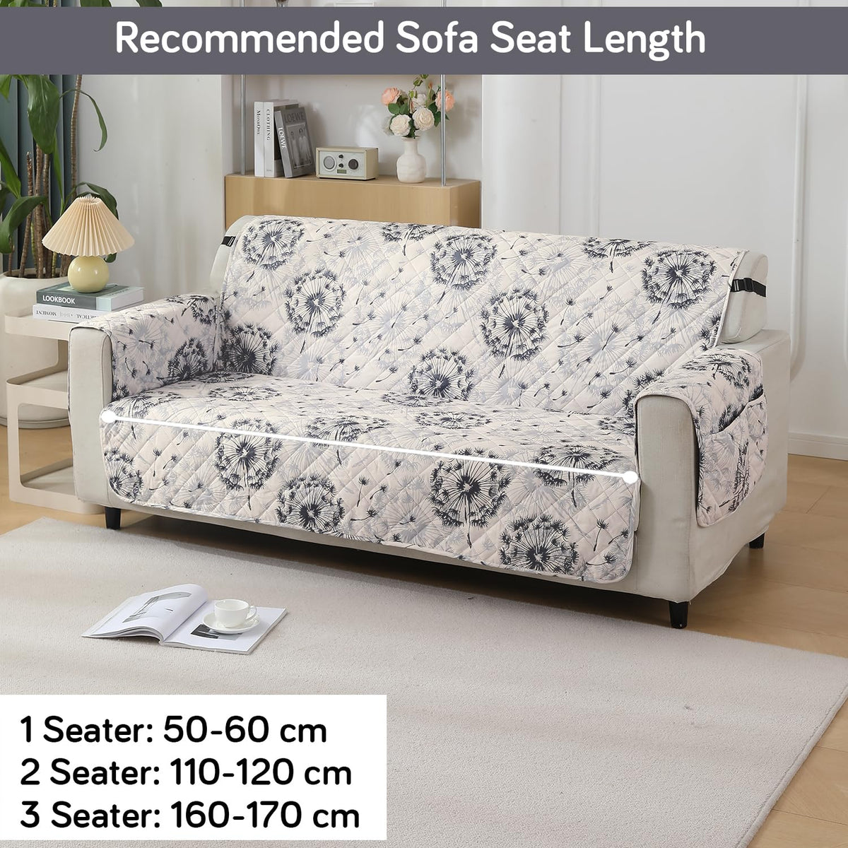 quilted waterproof sofa mat measurement guide for 1,2,3,4 seater sofa