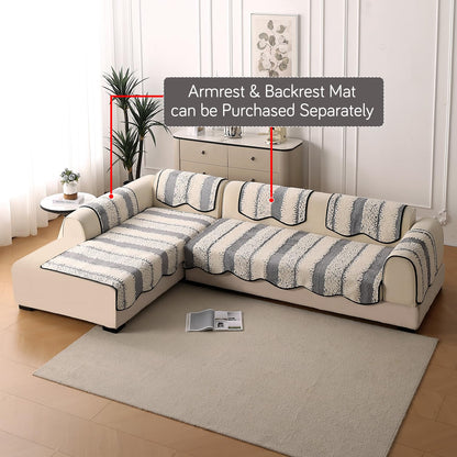Luxury Wavy Mat with Anti Slip Backing  L Shape Sofa Cover Seat Mat - Pewter Grey