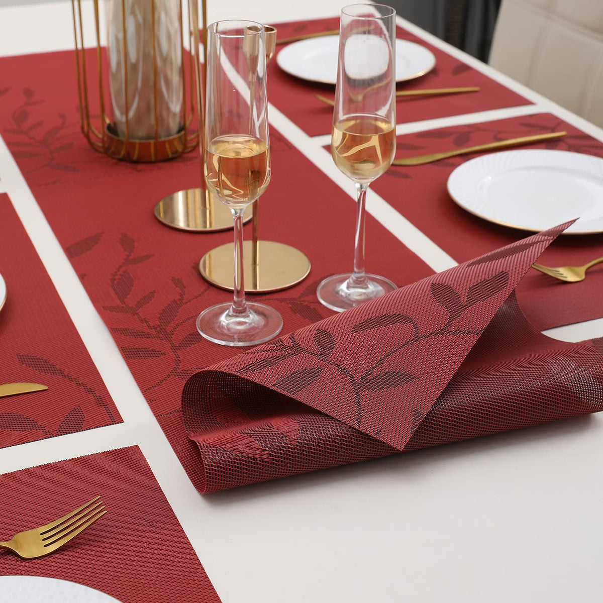 PVC Dining Table Mats, Red