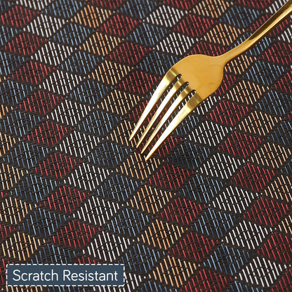 RhombusEcho Washable PVC Mats for Dining Table - Royal Maroon