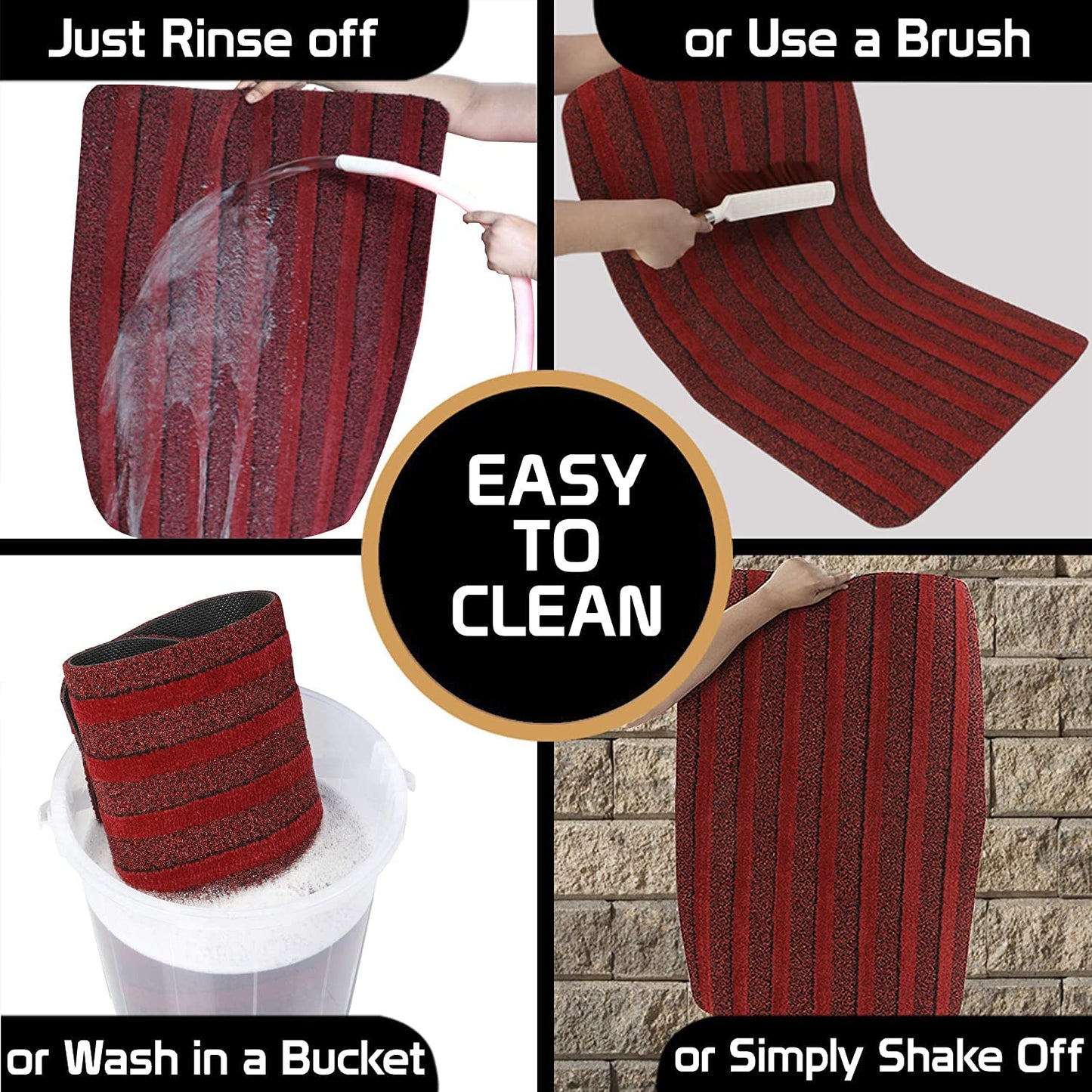 Modern Rectangular Door Mat (Red, Pvc, Microfiber, 48X78 Cm)