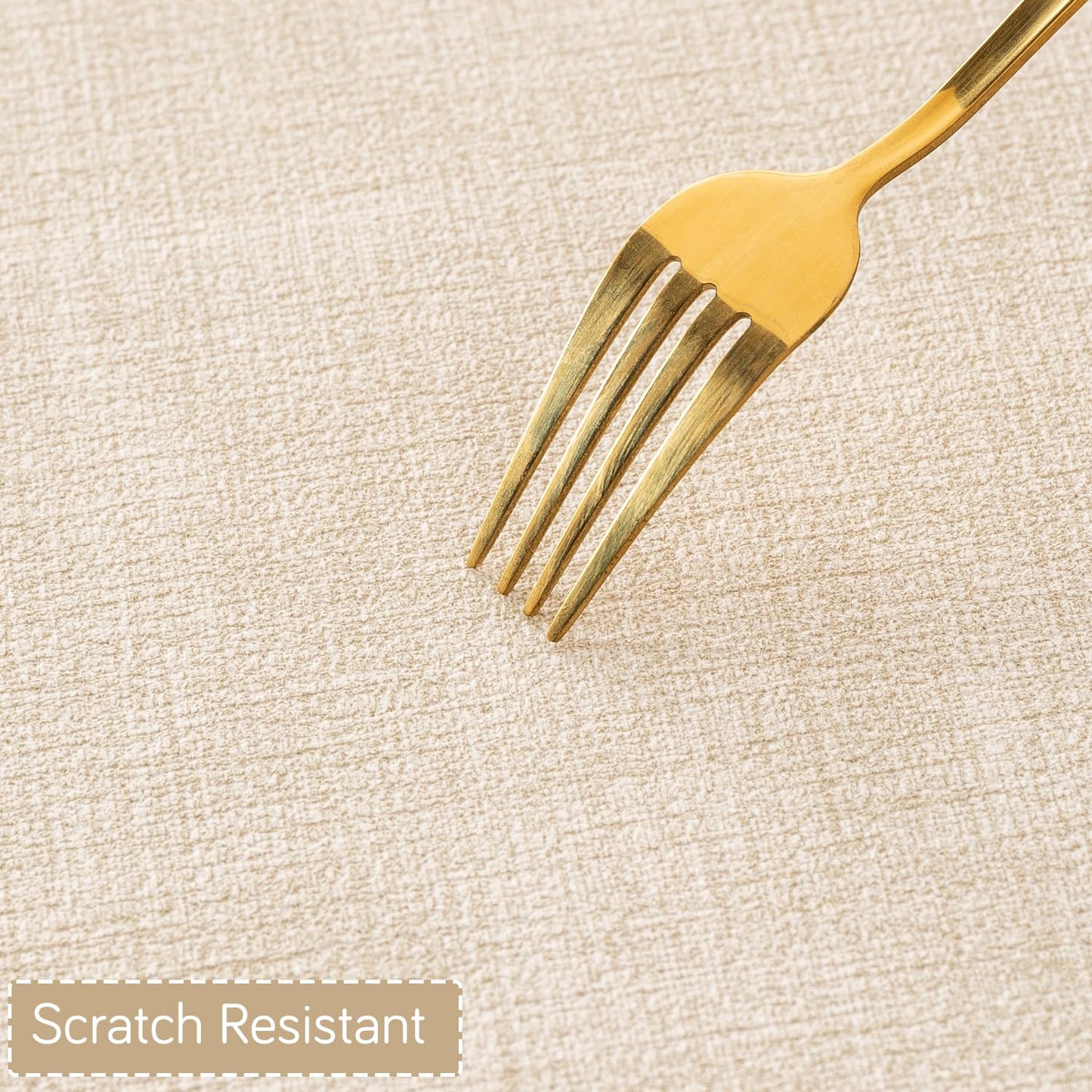 Modern Weaves Royal Luxe Faux Leather Mats for Dining Table - Vanilla Beige