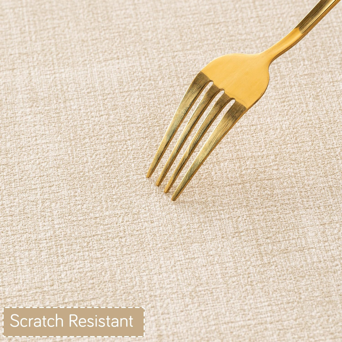 Modern Weaves Royal Luxe Faux Leather Mats for Dining Table - Vanilla Beige