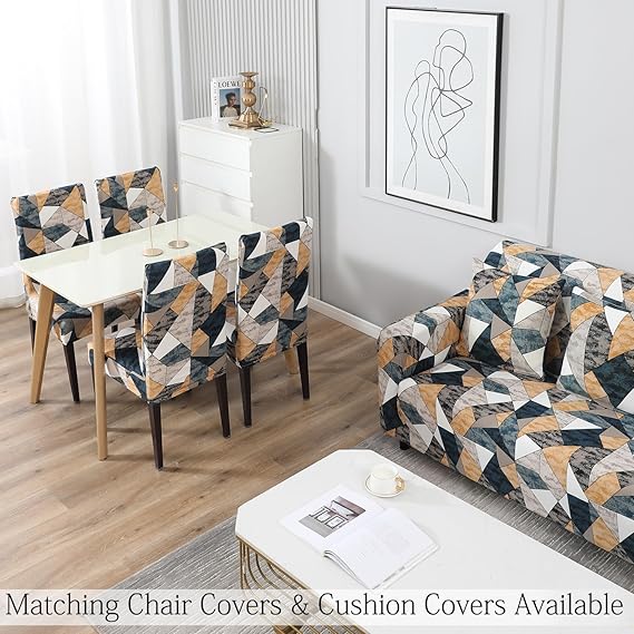 Buy Multicolor Geometric Print Matching elastic covers for chairs and sofas