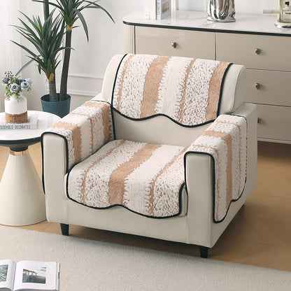 Luxury Sofa Cover Set | Seat, Back & Arm Covers | Anti-Slip Wavy Mat – Desert Brown