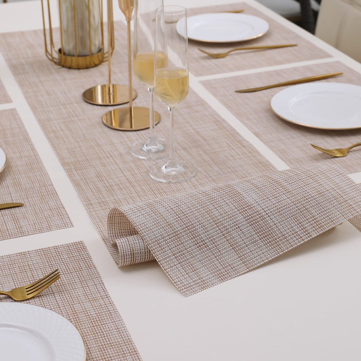 PVC Dining Table Mats, Beige