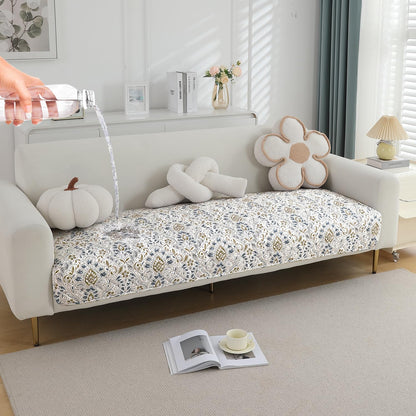 Quilted 1/2/3 Seater Waterproof and Anti-Slip Sofa Cover Mat, Damask White