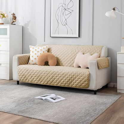 Beige quilted modern design sofa covers