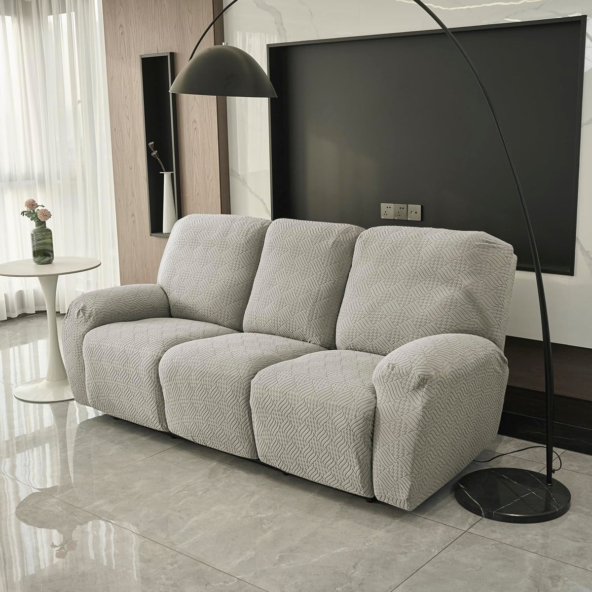 Buy Taupe Brown Colour Jacquard 3 Seater Recliner Sofa Cover