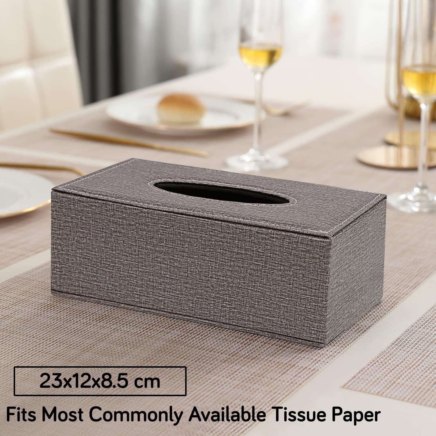 buy brown faux leather tissue paper holder | HOKIPO