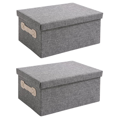 Organisers Storage Box with Lid, Grey, Pack of 1/2