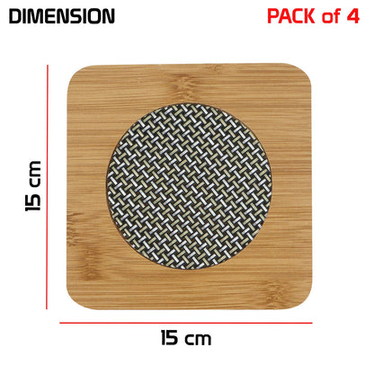 HOKIPO Eco-Friendly Bamboo Wooden Coasters for Dining Table Heat Pad for Kitchen - Pack of 2/4/6