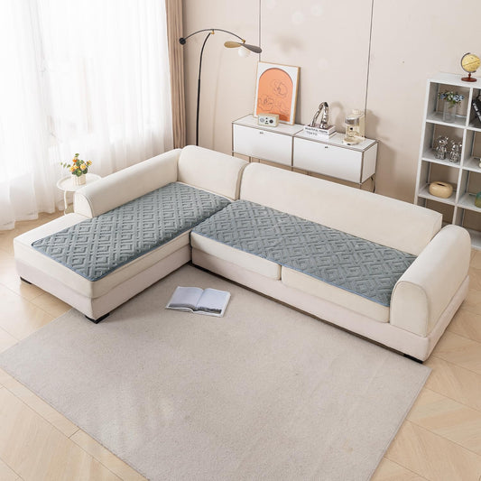 Velvet Maze Premium L Shape Sofa Cover Seat Mat, Dark Grey