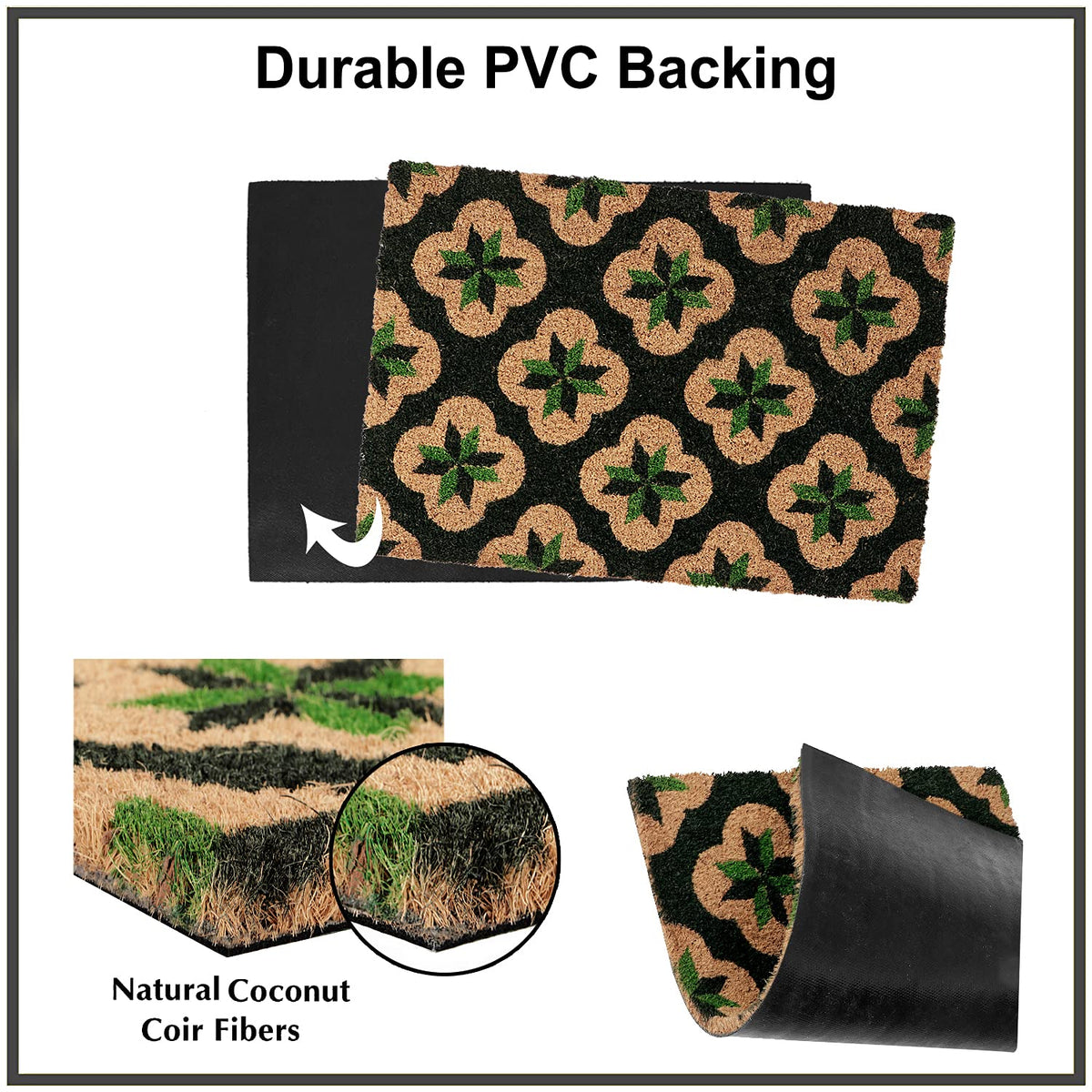 Coir Entrance Door Mat with Anti-Slip PVC Backing