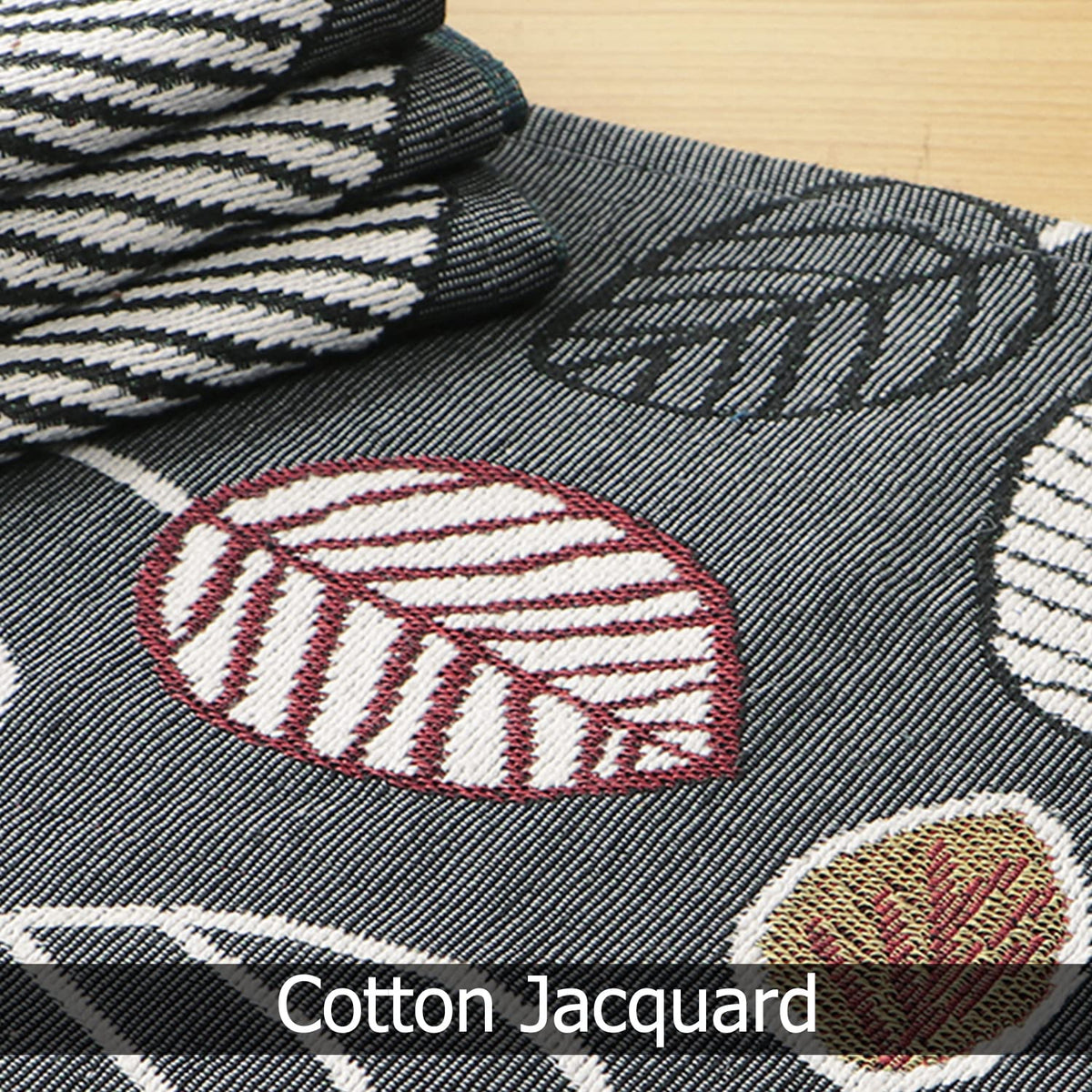 Cotton Jacquard Dining Table Mats, Grey Leaves