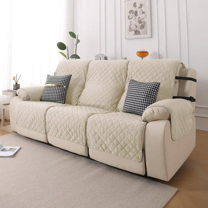 UrbanQuilt Recliner Sofa Slipcover Mat with Dual Belt for 1/2/3 Seater - Cream
