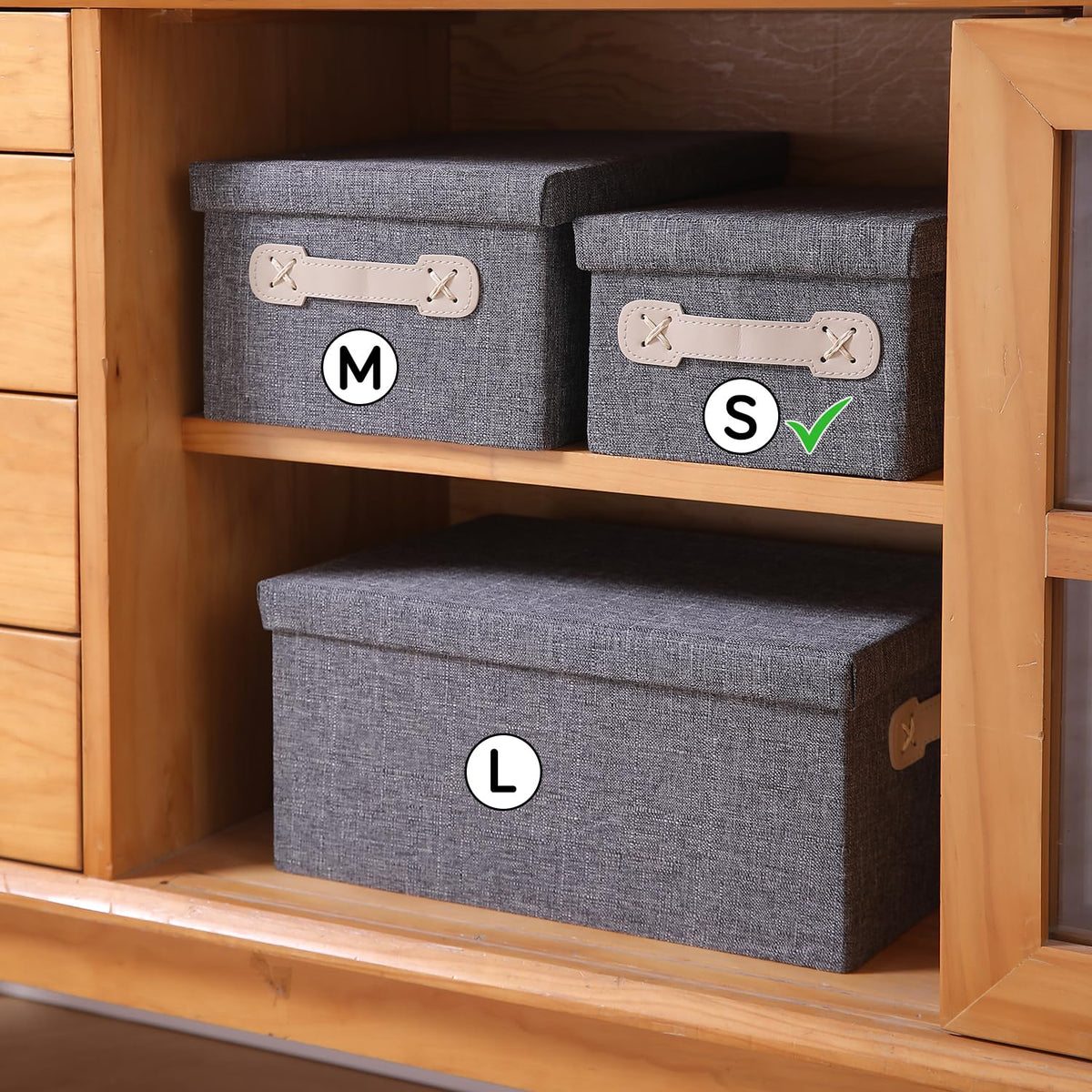 Organisers Storage Box with Lid, Grey, Pack of 2