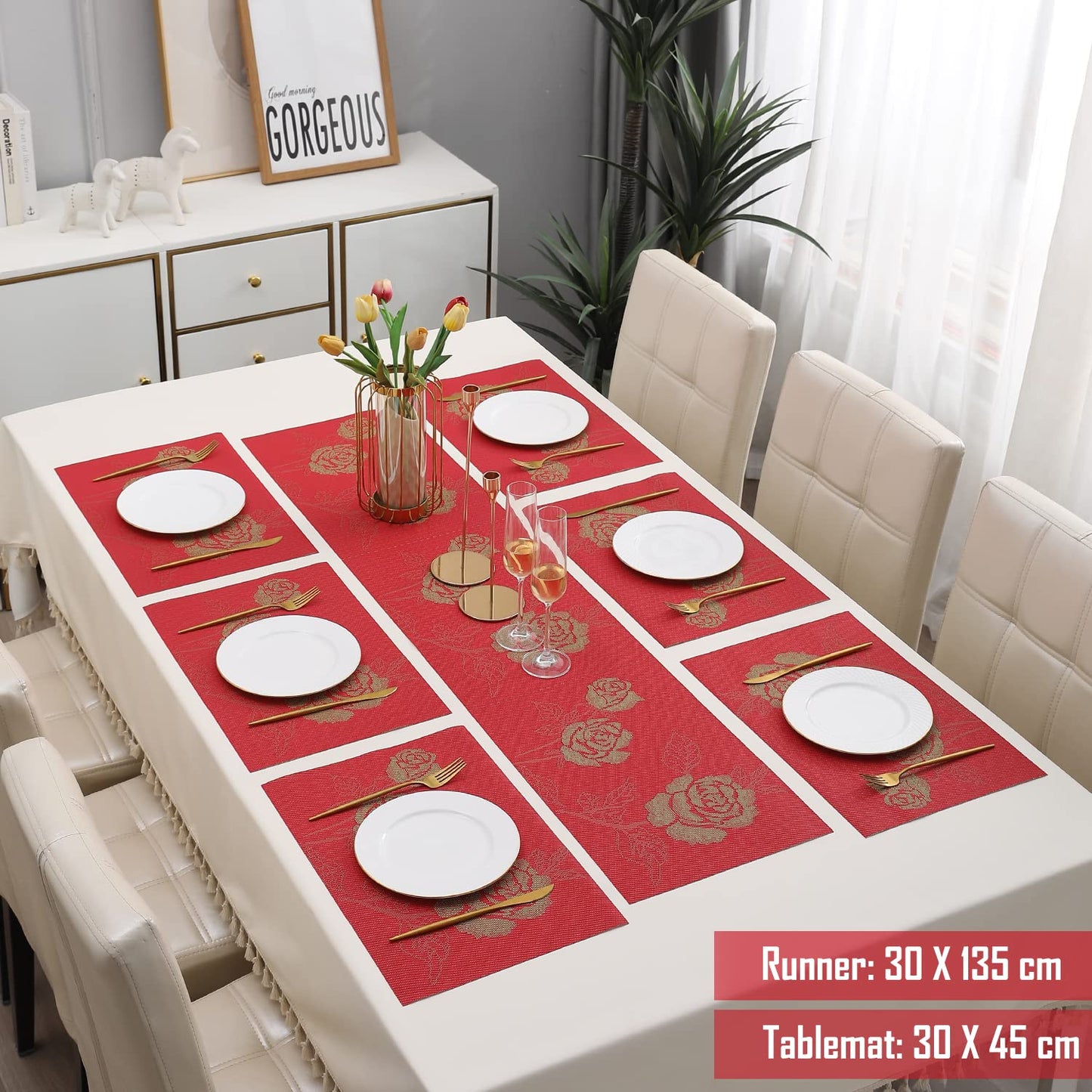 PVC Dining Table Mats, Crimson Red