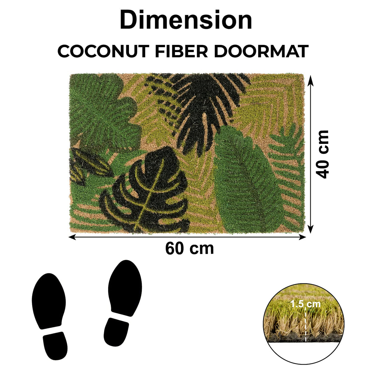 Coir Entrance Door Mat with Anti-Slip PVC Backing