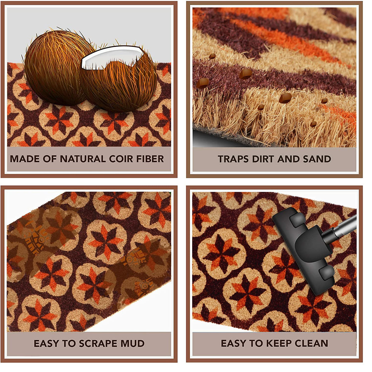 Coir Entrance Door Mat with Anti-Slip PVC Backing
