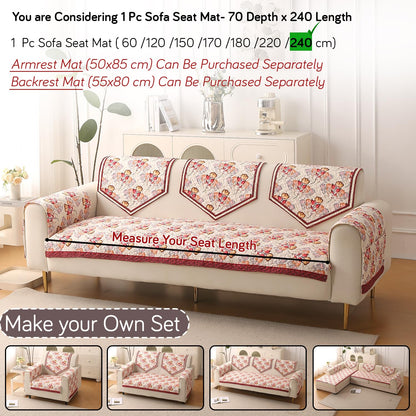 Florentina Series Premium Holland Velvet Sofa Cover Mat - Autumn Cream