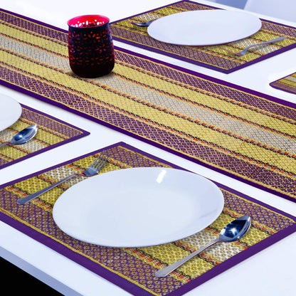 Handmade Madurkathi River Grass Dining Table Mats, Purple