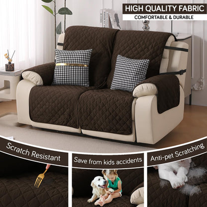 UrbanQuilt Recliner Sofa Slipcover Mat with Dual Belt for 1/2/3 Seater -  Chocolate Brown