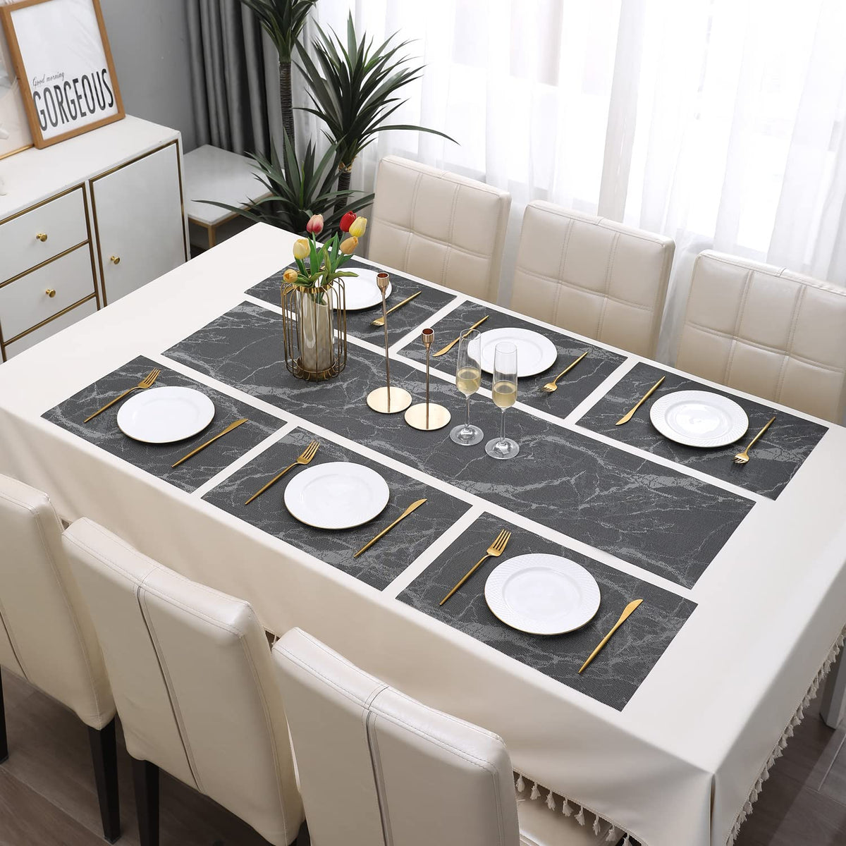 PVC Dining Table Mats, Black