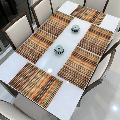 Heat Resistant Wooden Placemats Set of 6 Dining Table Mats, 45x30 cm, Multicolor