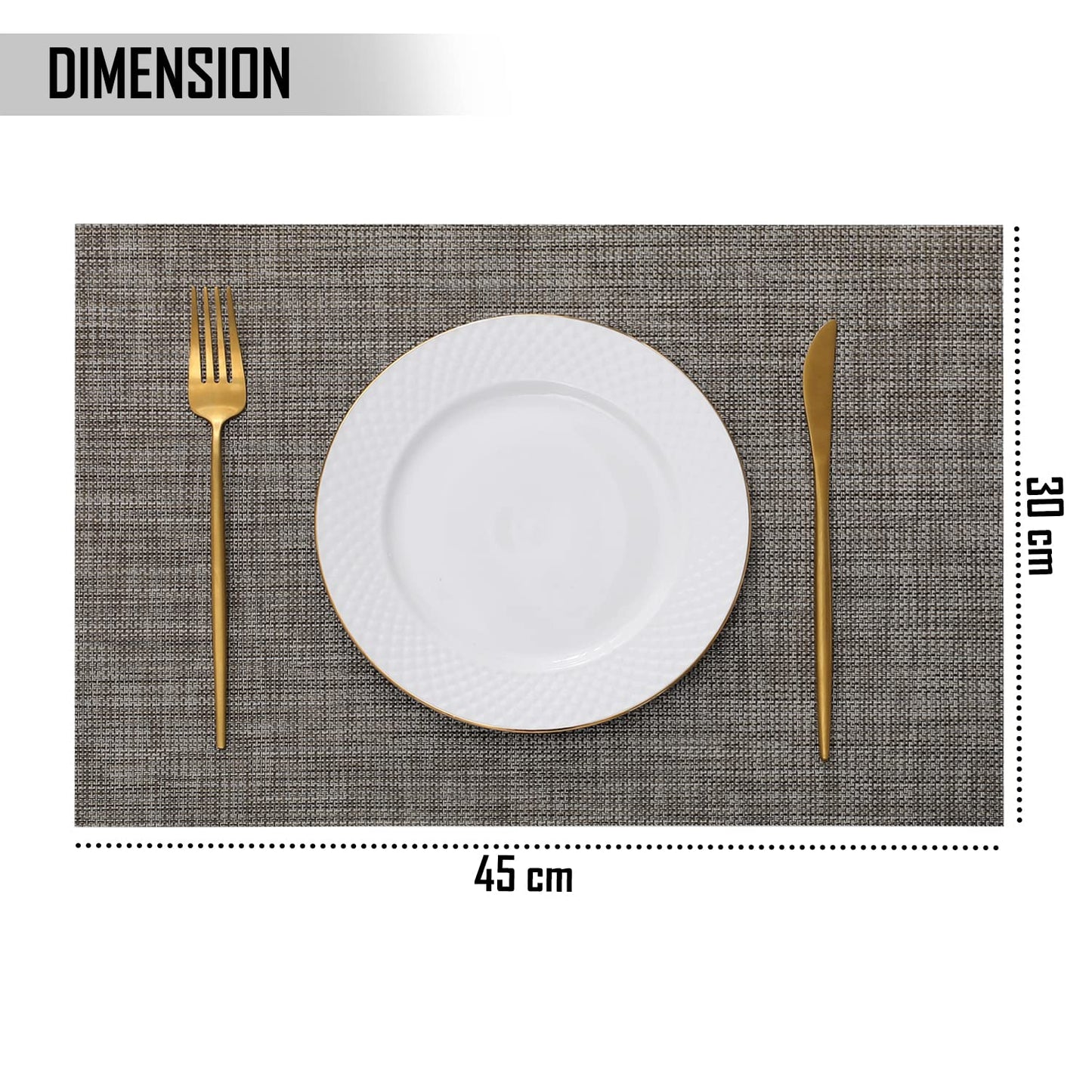 PVC Dining Table Mats, Ash Grey