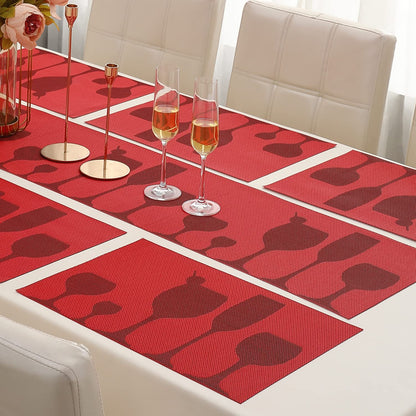 PVC Dining Table Mats, Cherry Red