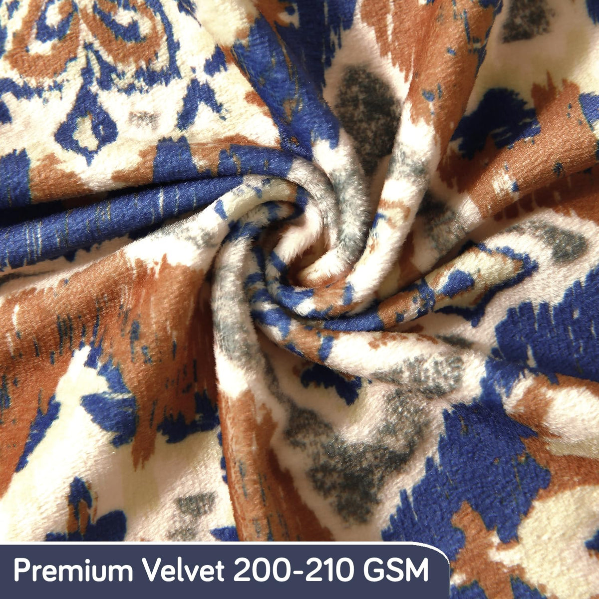 Premium Printed Velvet Dining Bench Cover, Indigo Moroccan Charm