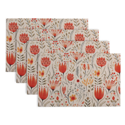 Artistic Flora PVC Washable Mats for Dining Table - Tulip Flora