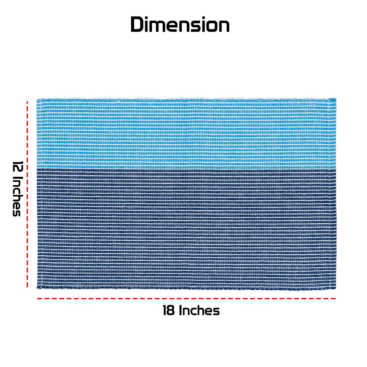 Ribbed Cotton Heat Resistant Dining Table Mat, Sky Blue