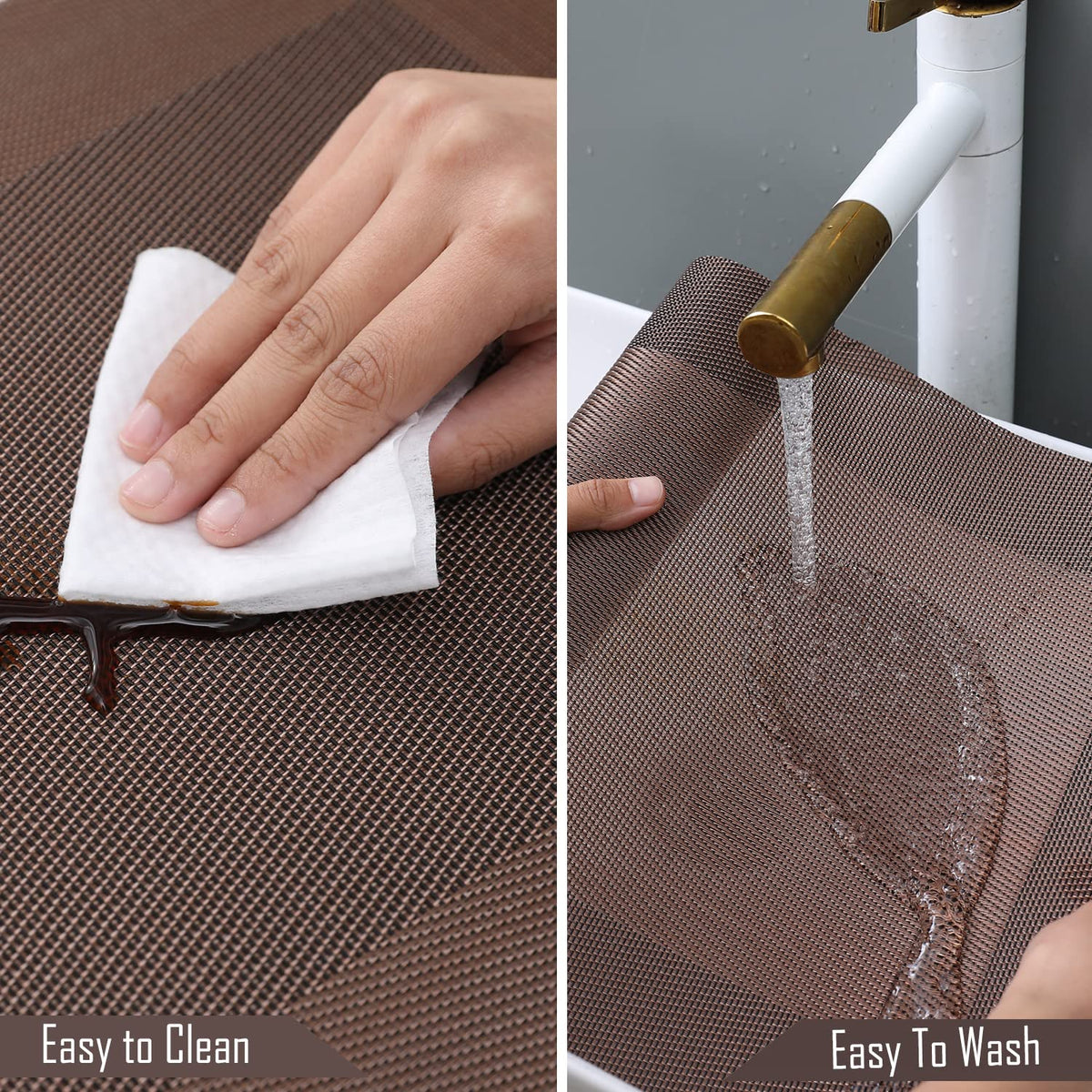 Buy Brown Colour Washable PVC Dining Tables Runner | HOKIPO