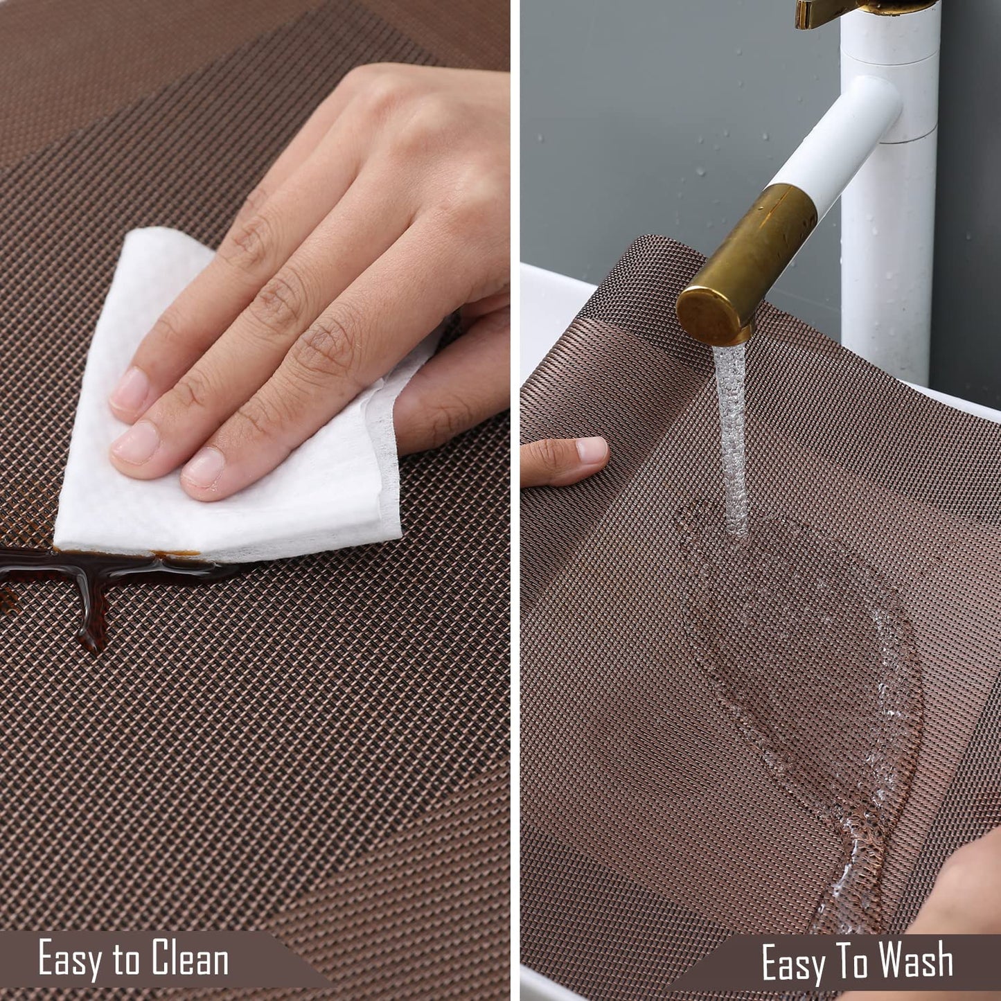 PVC Dining Table Mats, Dark Brown