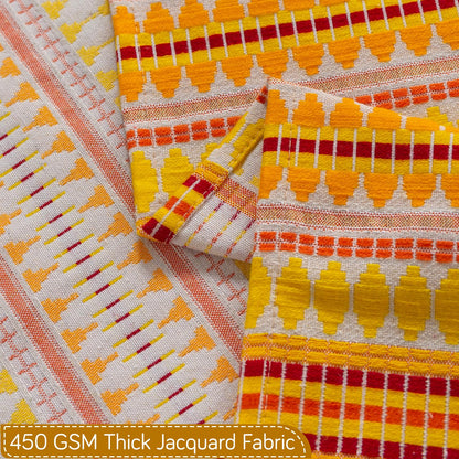Artisan Boho 5-Seater Sofa Seat Mat with Tassels (3+1+1), Mustard Yellow