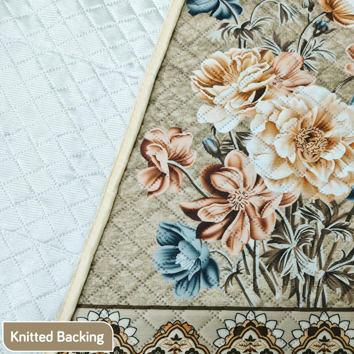 Eternal Floral Printed Quilted Fridge Top Cover with side Pockets - Whispering Roses