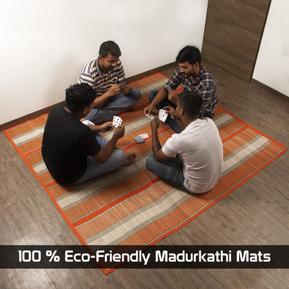 Natural Handmade Madurkathi Large Chatai Mats for Home, Orange