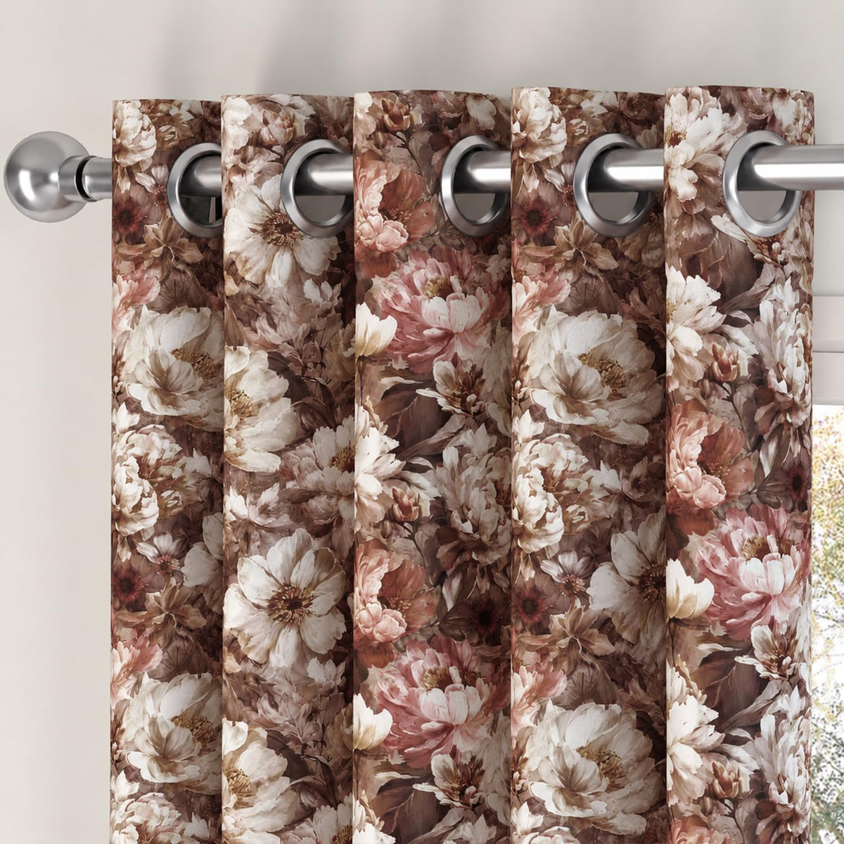 HOKIPO Shade Garden Curtains, 7 Feet Long - Vintage Bloom Cocoa Brown - image 7