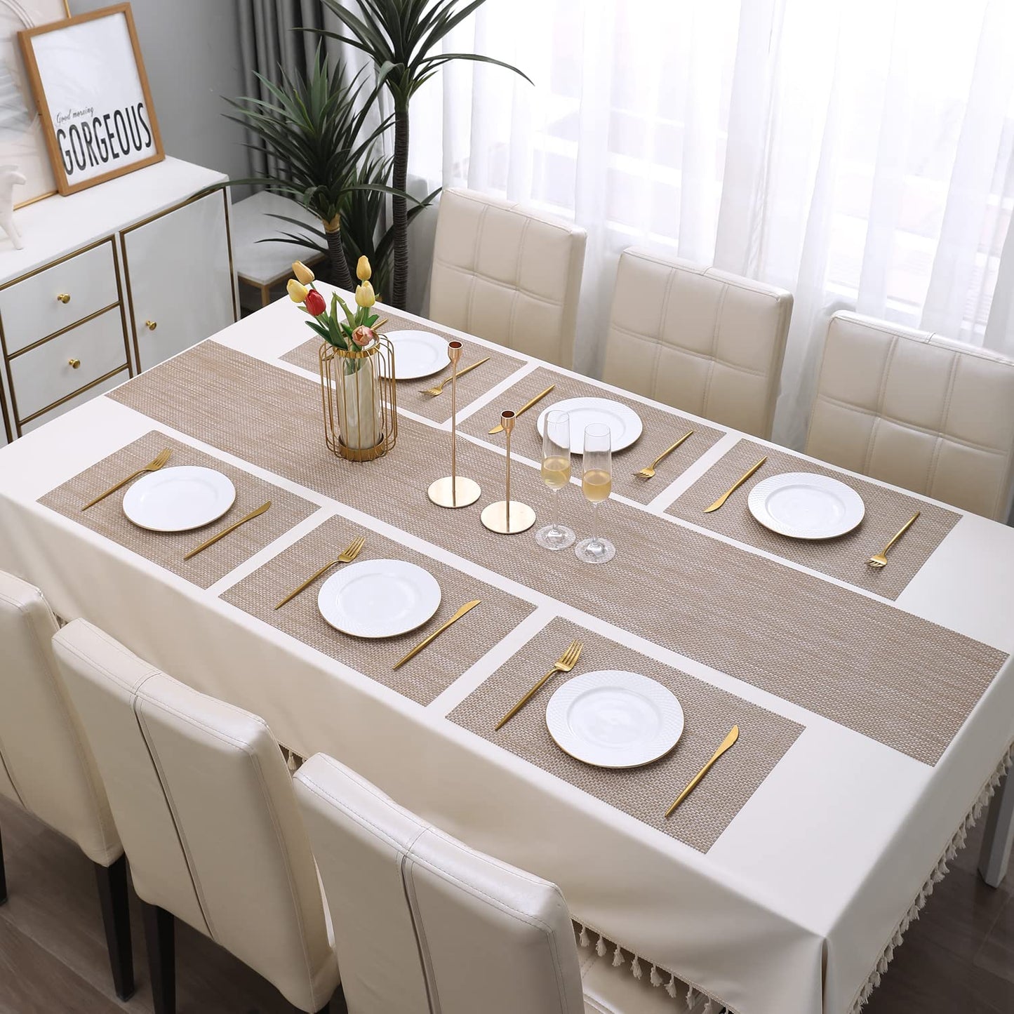 PVC Dining Table Mats, Beige