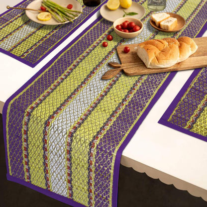 Handmade Madurkathi River Grass Dining Table Mats, Purple