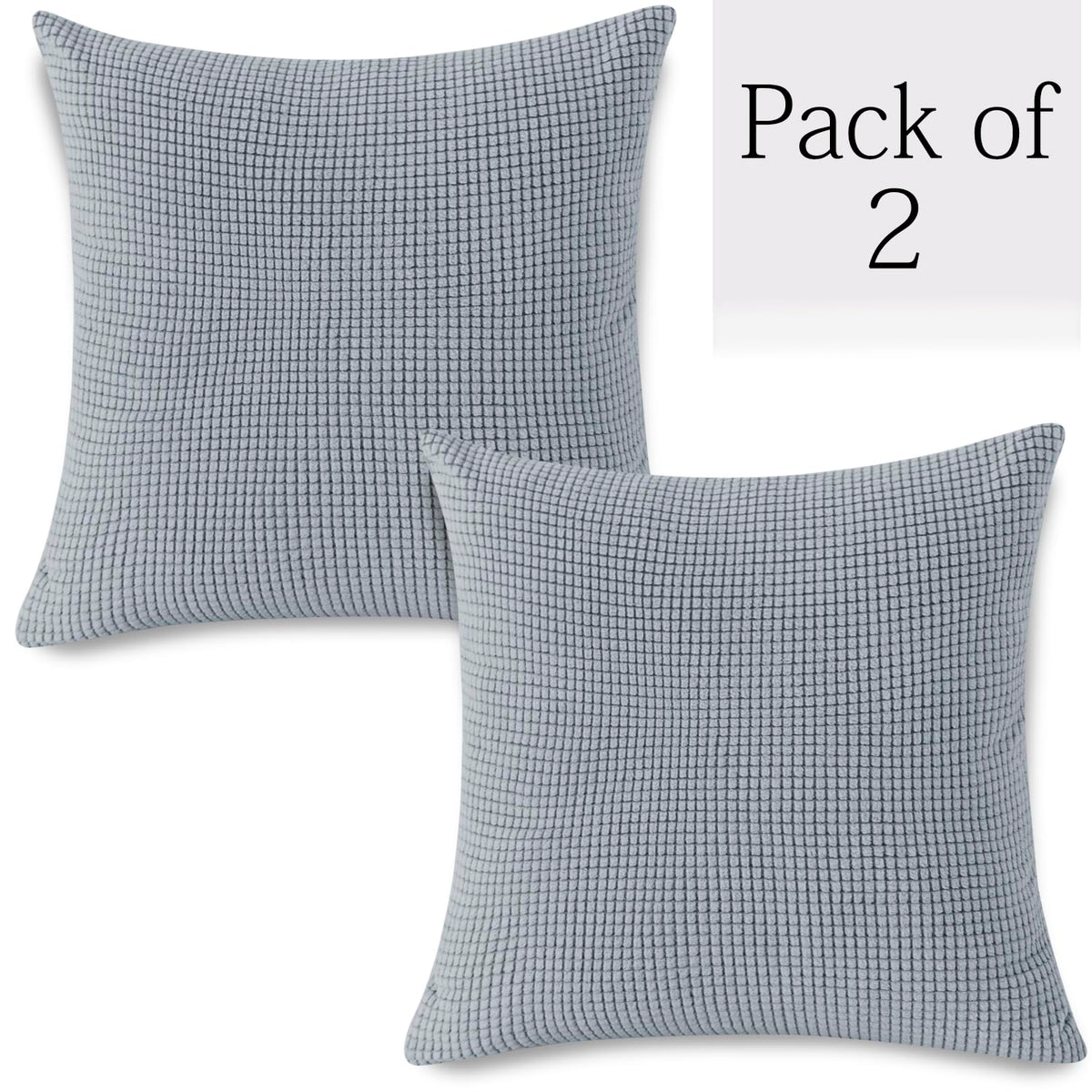 Light Grey Colour Grid Texture Jacquard Zippered Pillow Cover Set