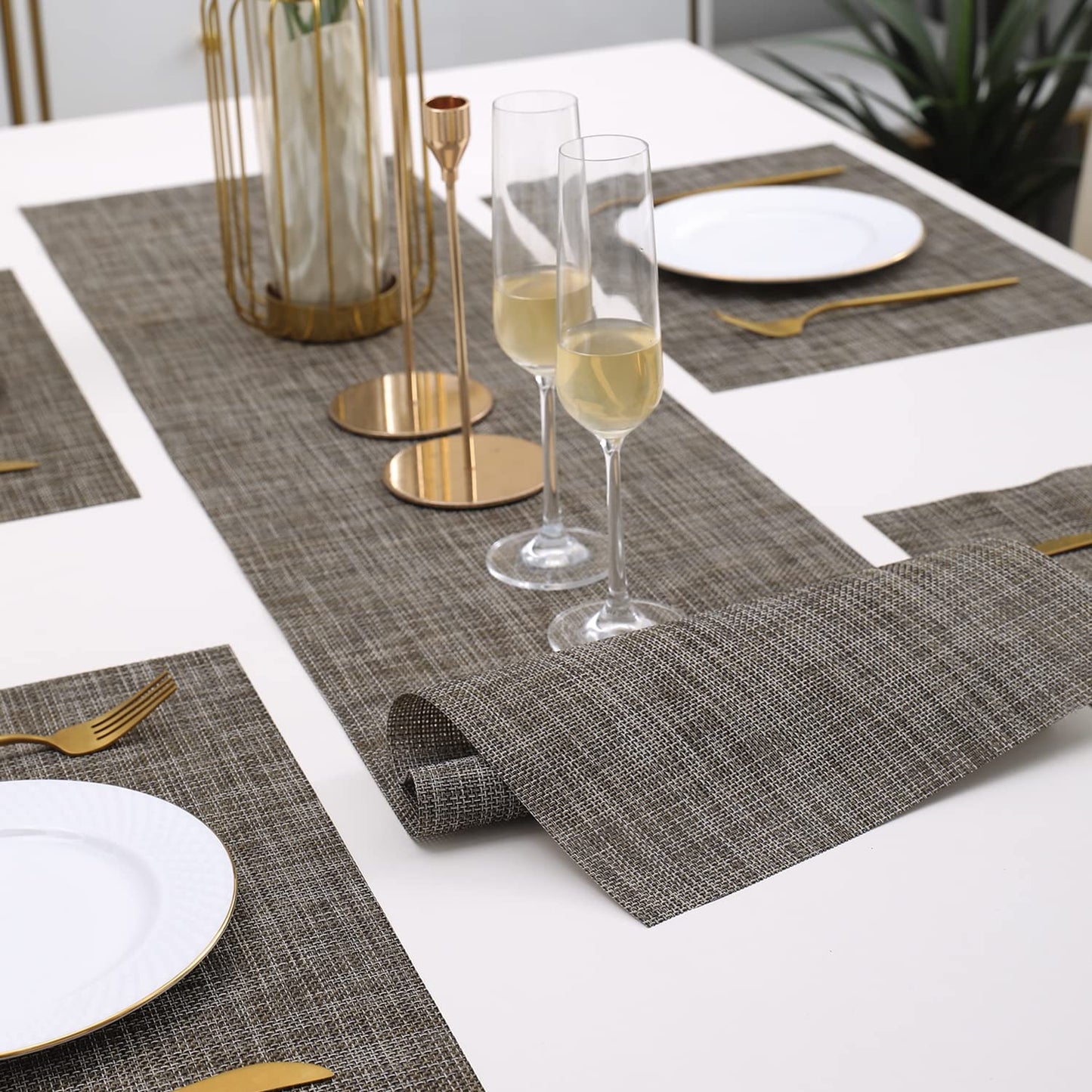 PVC Dining Table Mats, Ash Grey